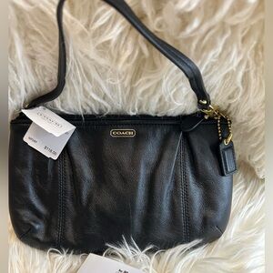 Coach Black Leather Crossbody with Gold Accents